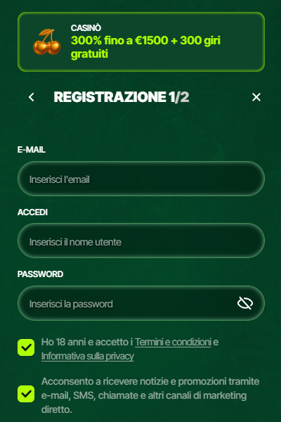 Registrazione a MyLuck